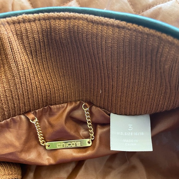 Chico’s • Stylish Quality Tan/Light Brown Rib Trim Quilted Vest - Picture 13 of 14